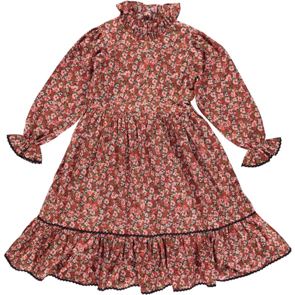 BEBE ORGANIC vintage Laura dress crimson floral size 12 NWT formal